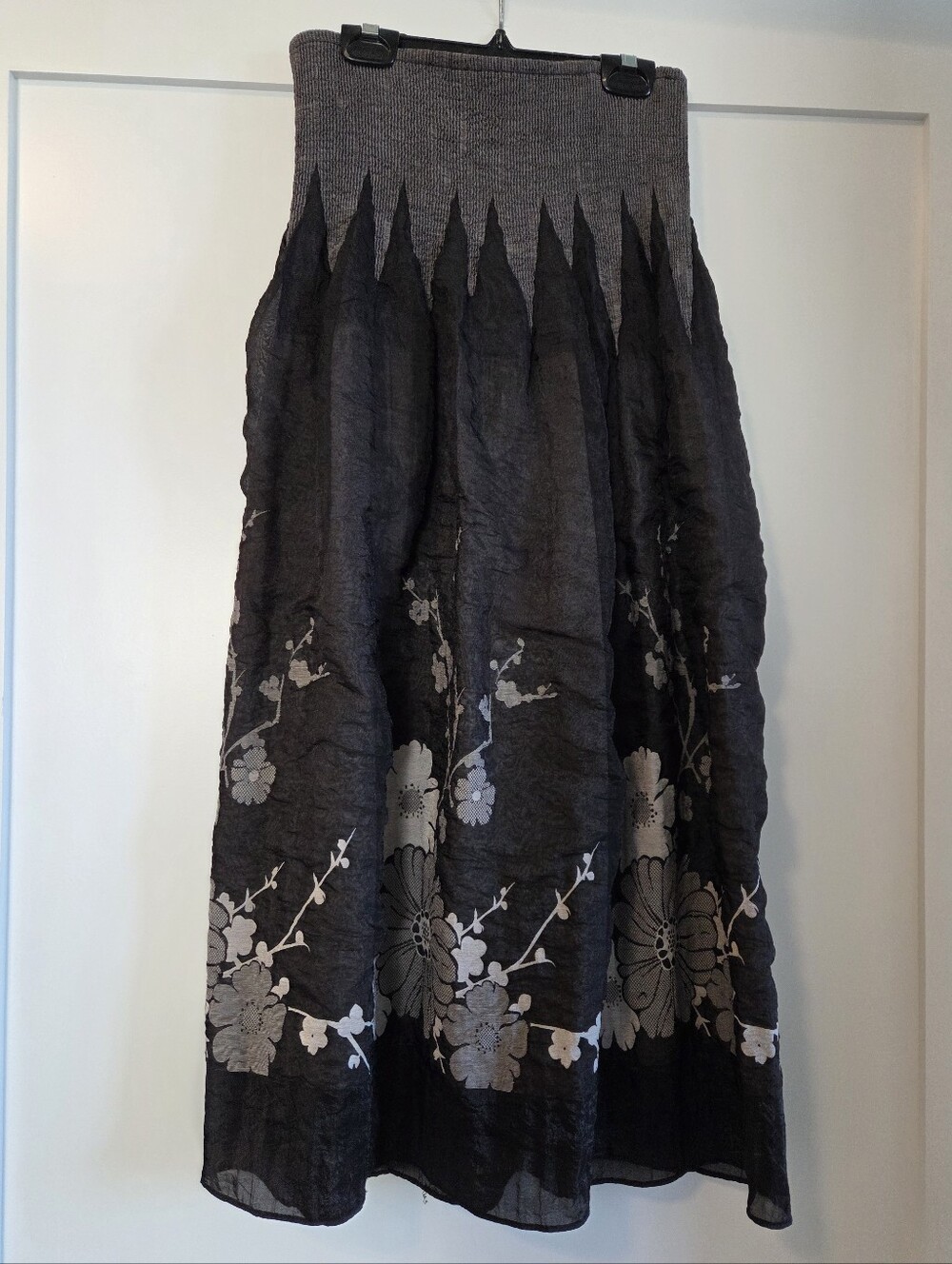 Lapis Black Floral Maxi Skirt
